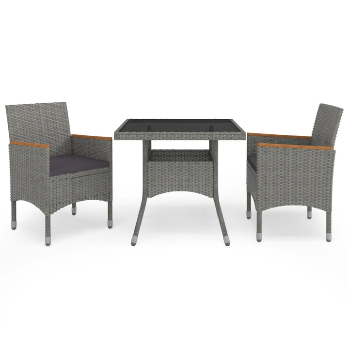 Set Mobilier Grădină, 5 Piese, Negru, Poliratan, Lemn Acacia