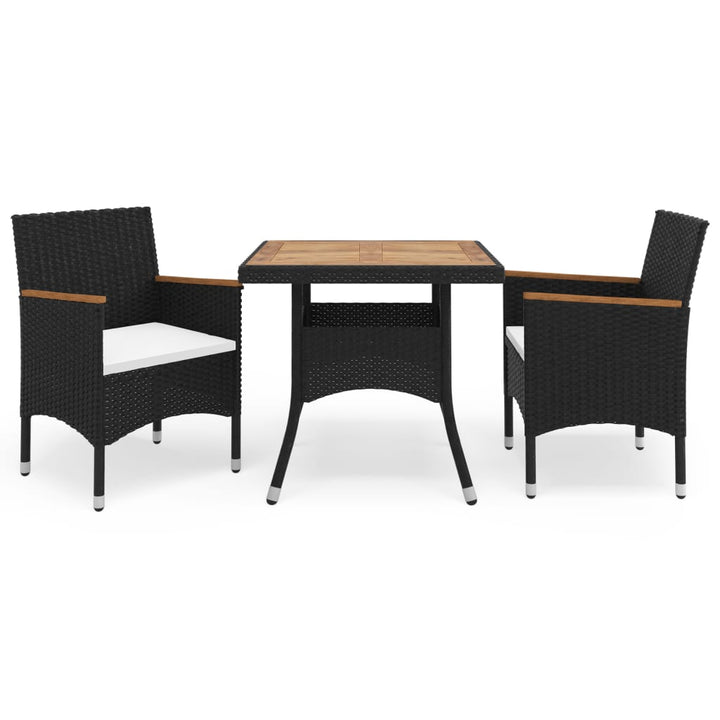 Set Mobilier Grădină, 5 Piese, Negru, Poliratan, Lemn Acacia