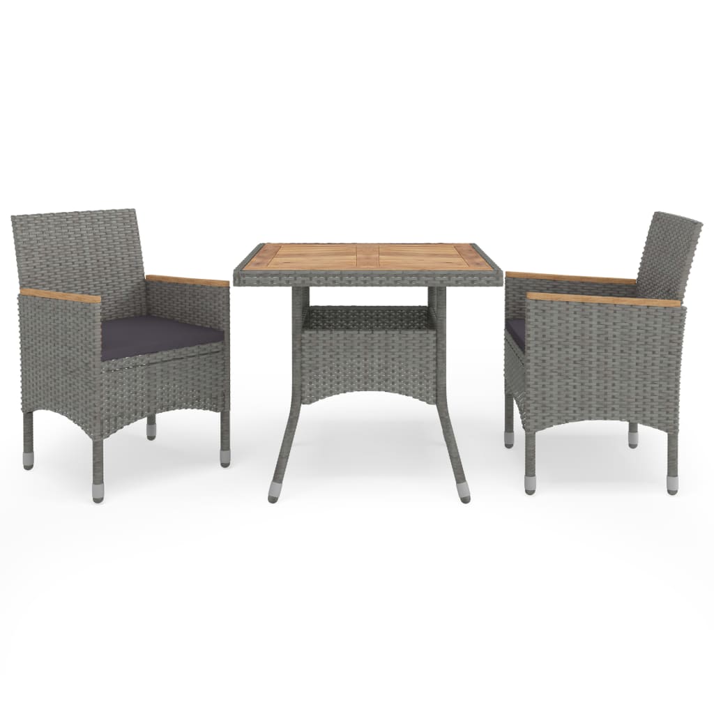 Set Mobilier Grădină, 5 Piese, Negru, Poliratan, Lemn Acacia