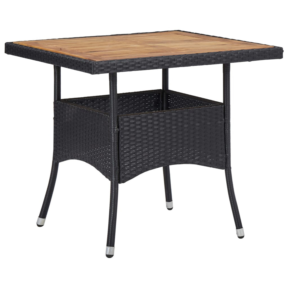 Set Mobilier Grădină, 5 Piese, Negru, Poliratan, Lemn Acacia