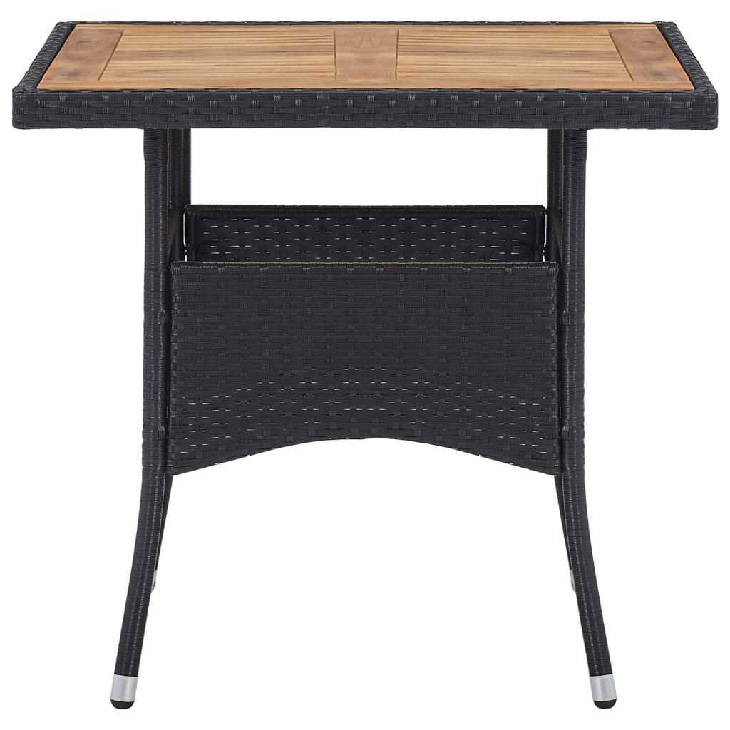 Set Mobilier Grădină, 5 Piese, Negru, Poliratan, Lemn Acacia