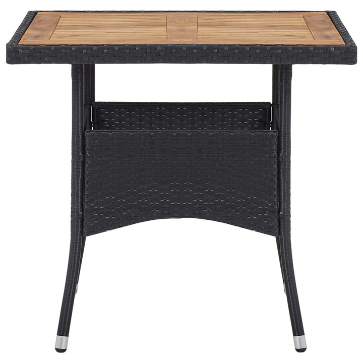 Set Mobilier Grădină, 5 Piese, Negru, Poliratan, Lemn Acacia