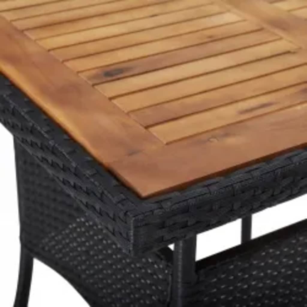 Set Mobilier Grădină, 5 Piese, Negru, Poliratan, Lemn Acacia