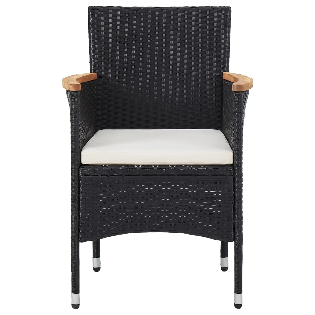 Set Mobilier Grădină, 5 Piese, Negru, Poliratan, Lemn Acacia