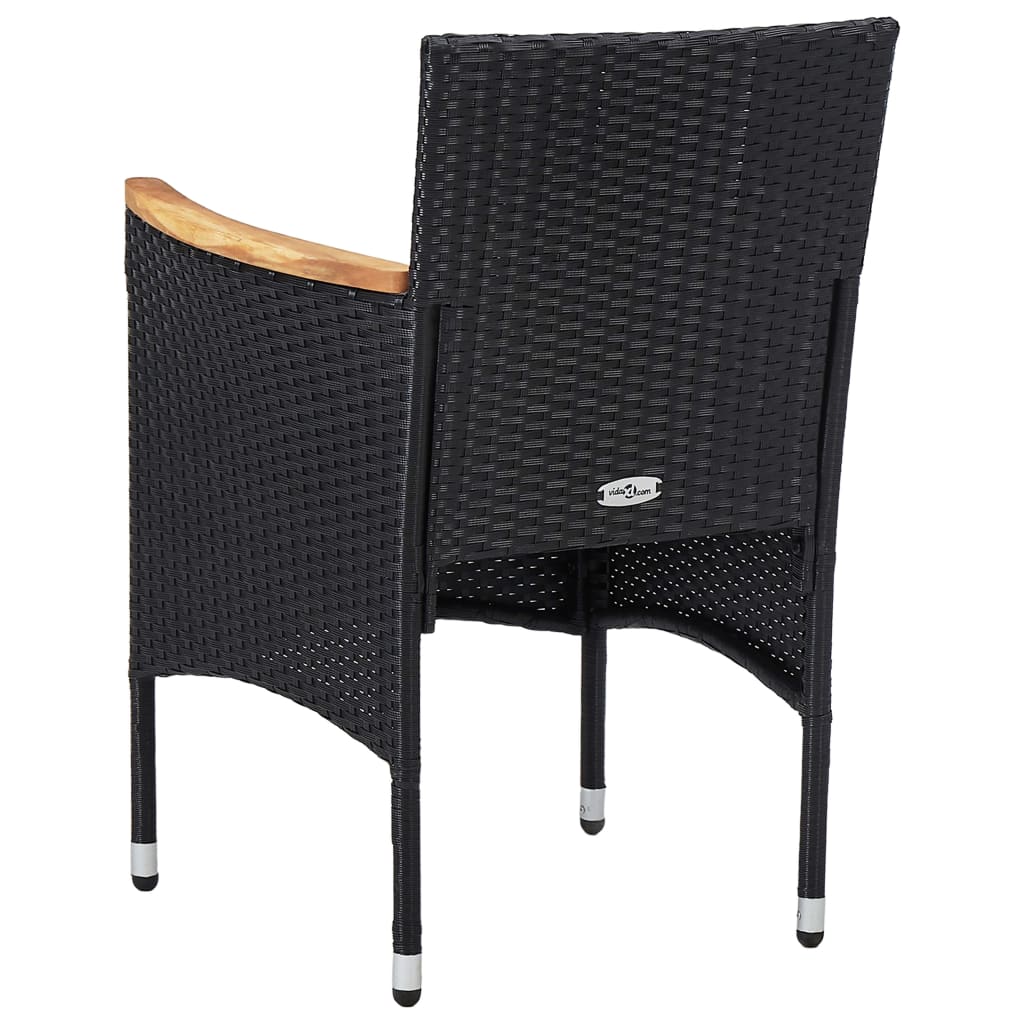Set Mobilier Grădină, 5 Piese, Negru, Poliratan, Lemn Acacia