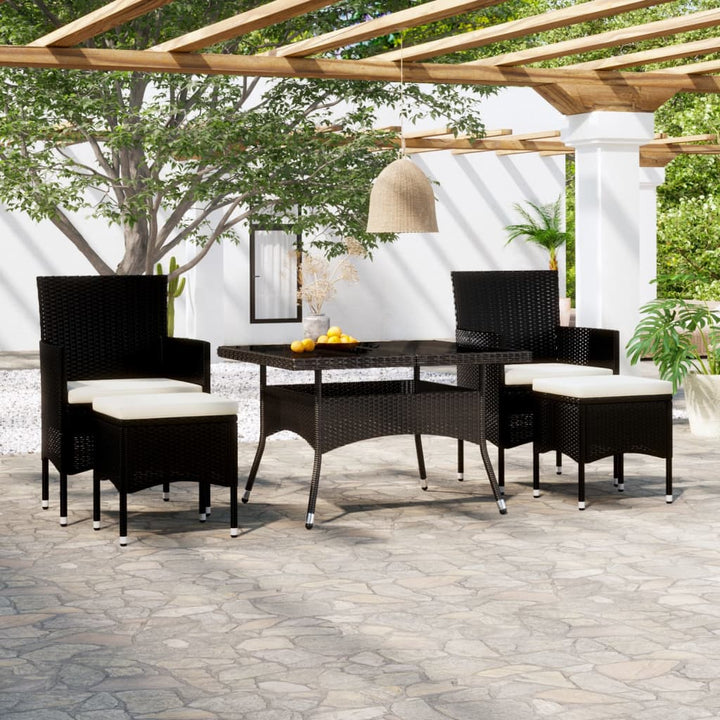 Set Mobilier Grădină, 5 Piese, Gri, Poliratan Și Lemn Acacia
