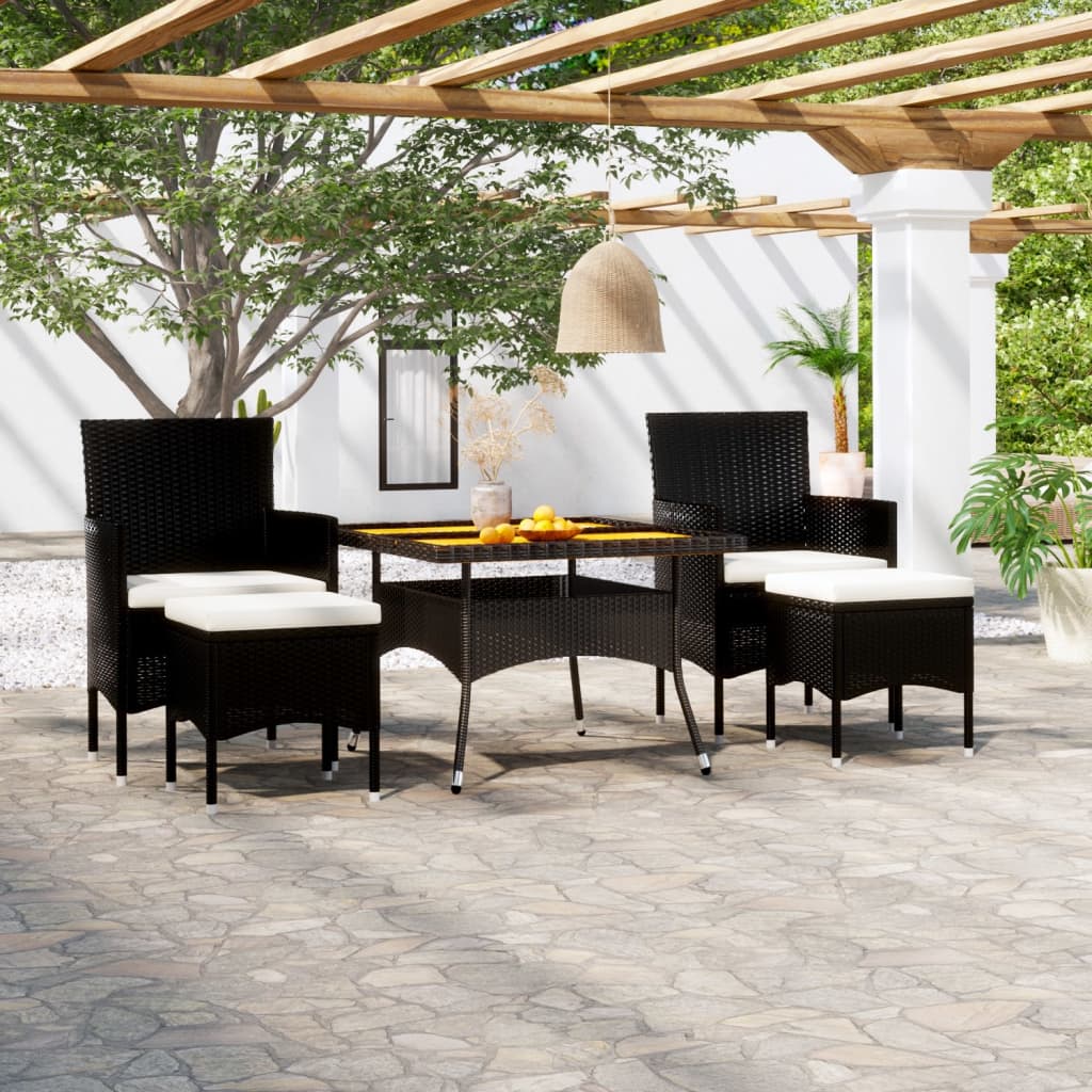 Set Mobilier Grădină, 5 Piese, Gri, Poliratan Și Lemn Acacia