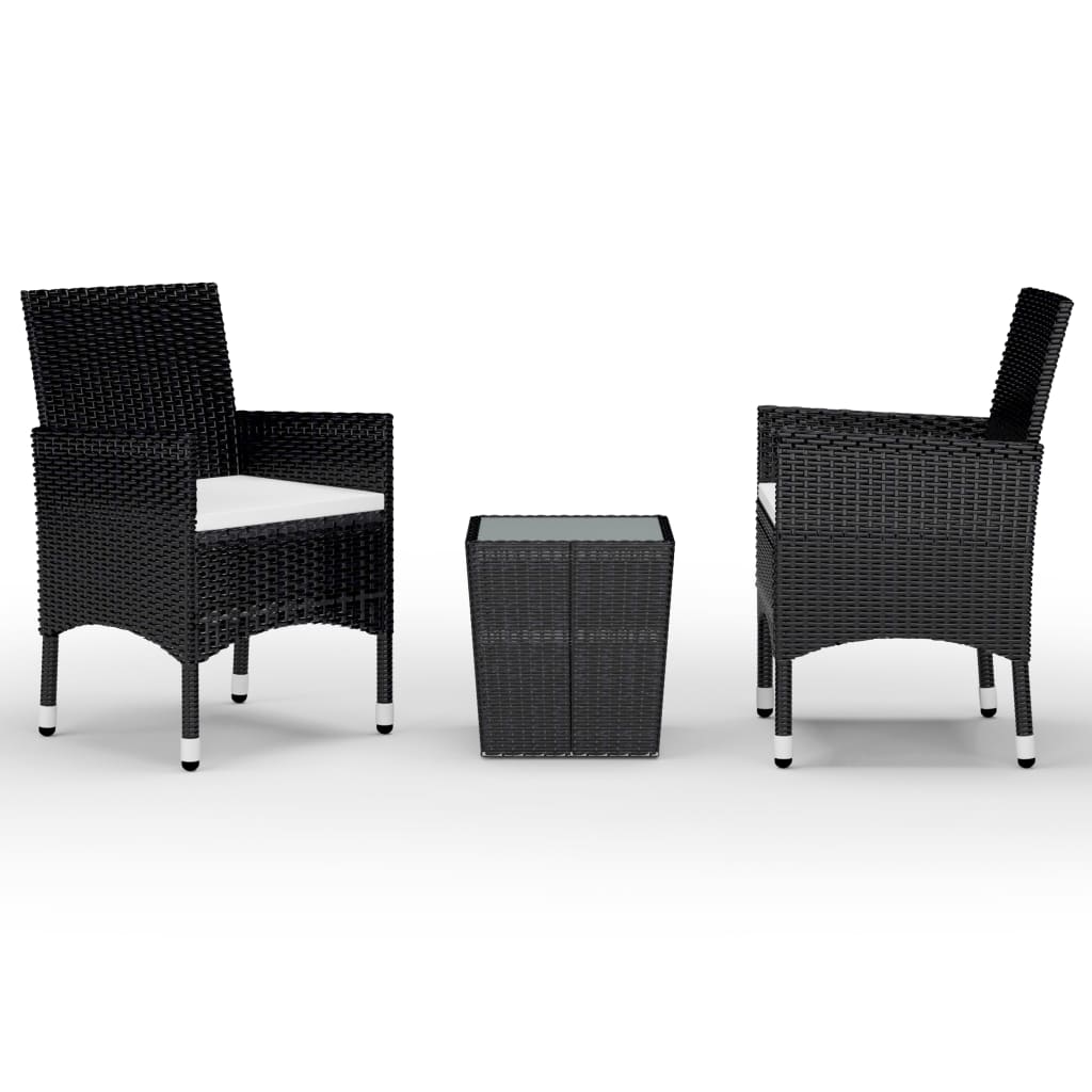 Set Mobilier Bistro, 3 Piese, Poliratan/Sticlă Securizată