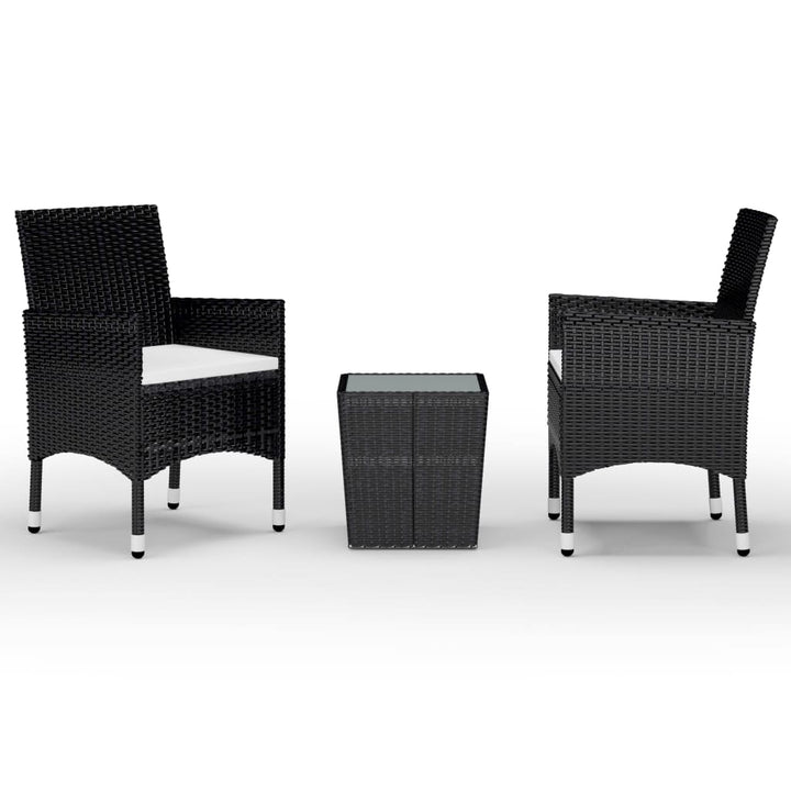 Set Mobilier Bistro, 3 Piese, Poliratan/Sticlă Securizată