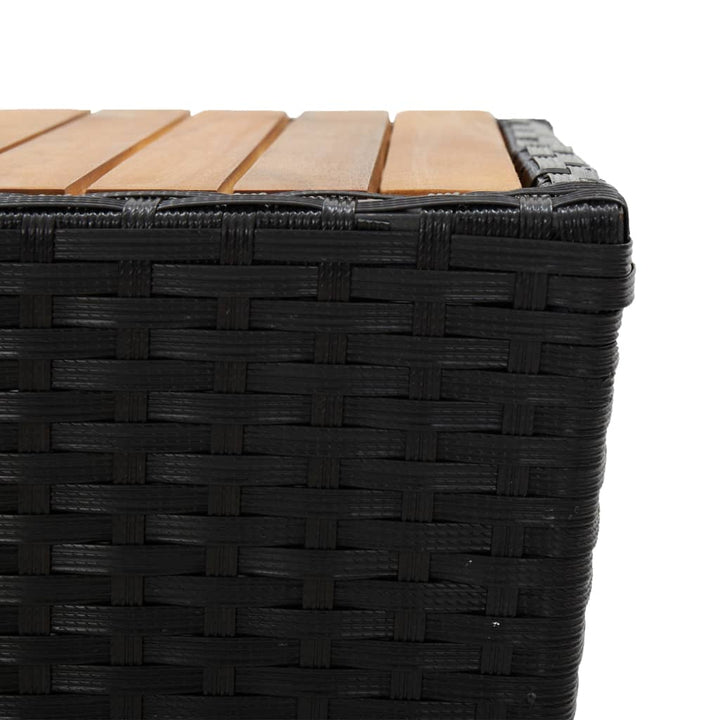 Set Mobilier Bistro, 3 Piese, Negru, Poliratan/Lemn De Acacia