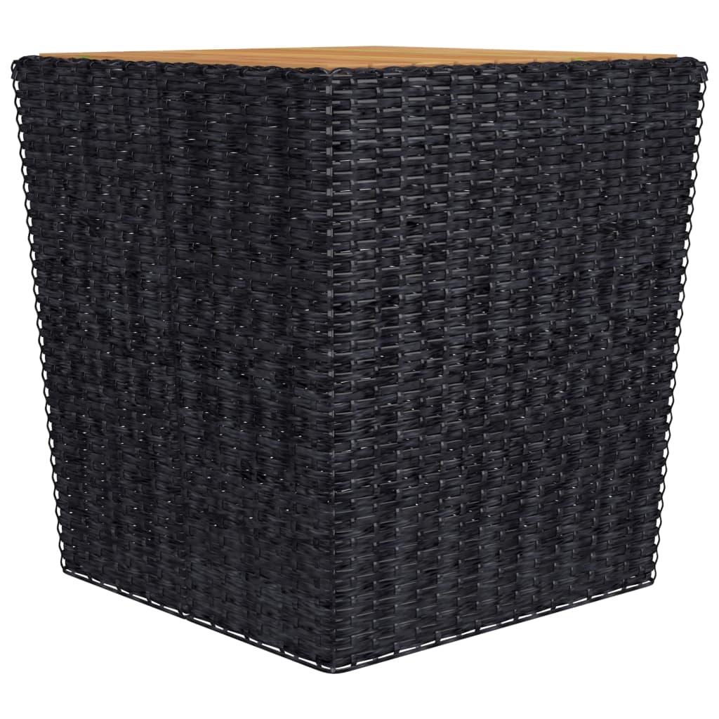 Set Mobilier Bistro, 3 Piese, Negru, Poliratan/Lemn De Acacia
