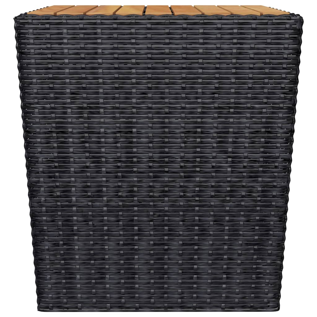 Set Mobilier Bistro, 3 Piese, Negru, Poliratan/Lemn De Acacia