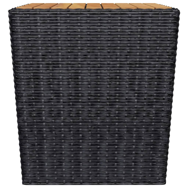 Set Mobilier Bistro, 3 Piese, Negru, Poliratan/Lemn De Acacia