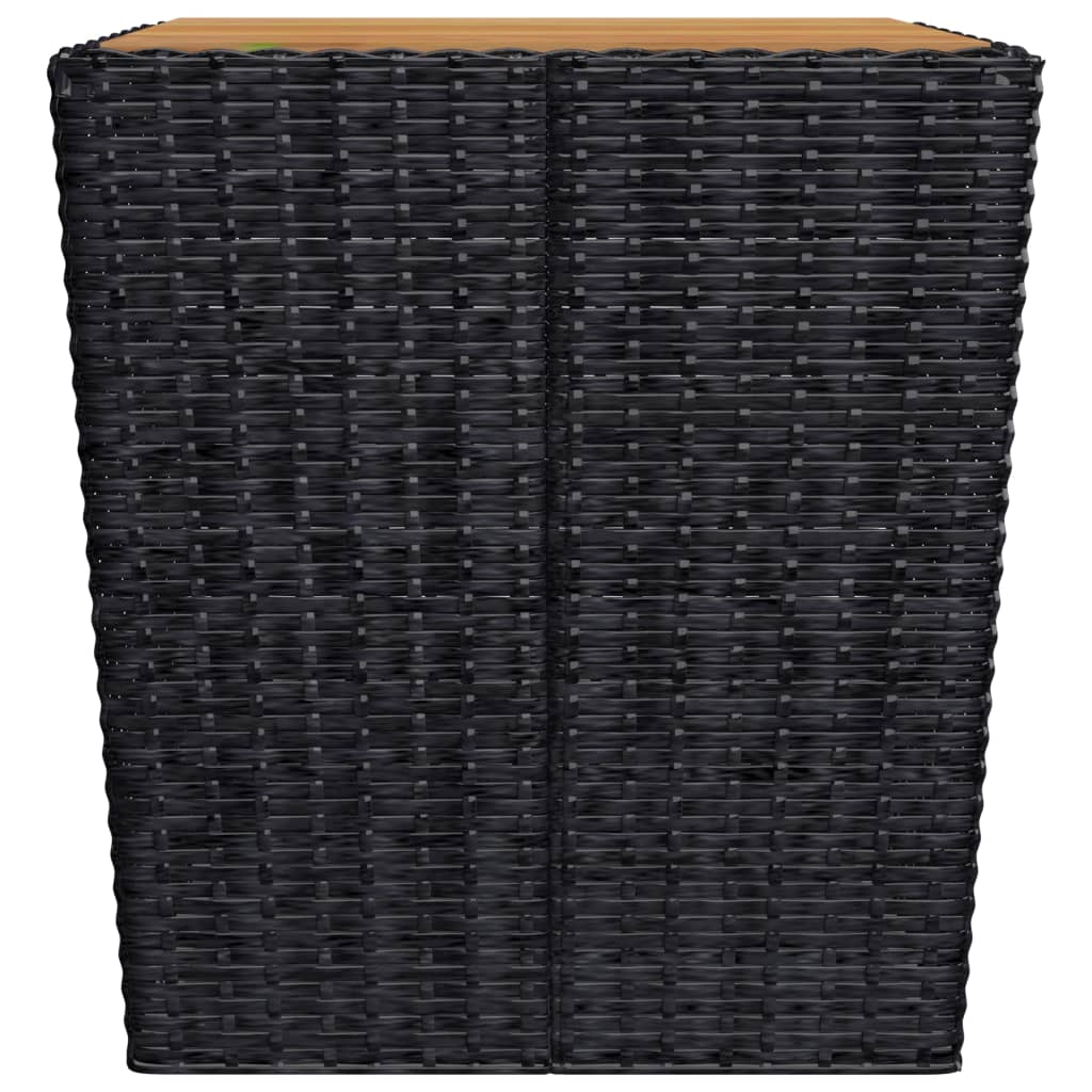 Set Mobilier Bistro, 3 Piese, Negru, Poliratan/Lemn De Acacia