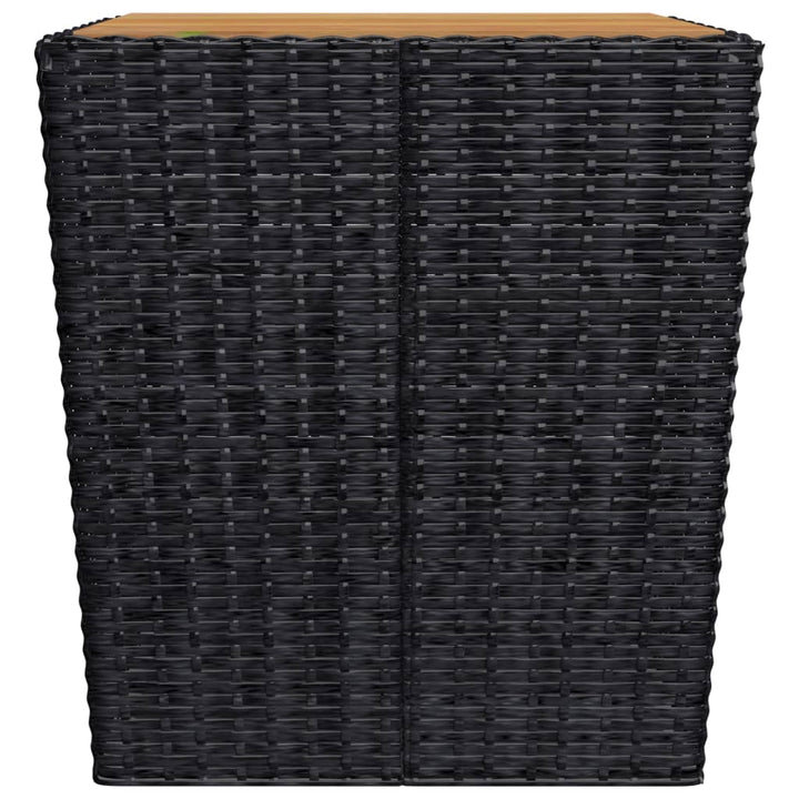Set Mobilier Bistro, 3 Piese, Negru, Poliratan/Lemn De Acacia