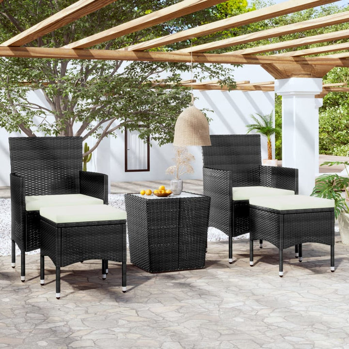 Set Mobilier Bistro, 3 Piese, Poliratan/Sticlă Securizată