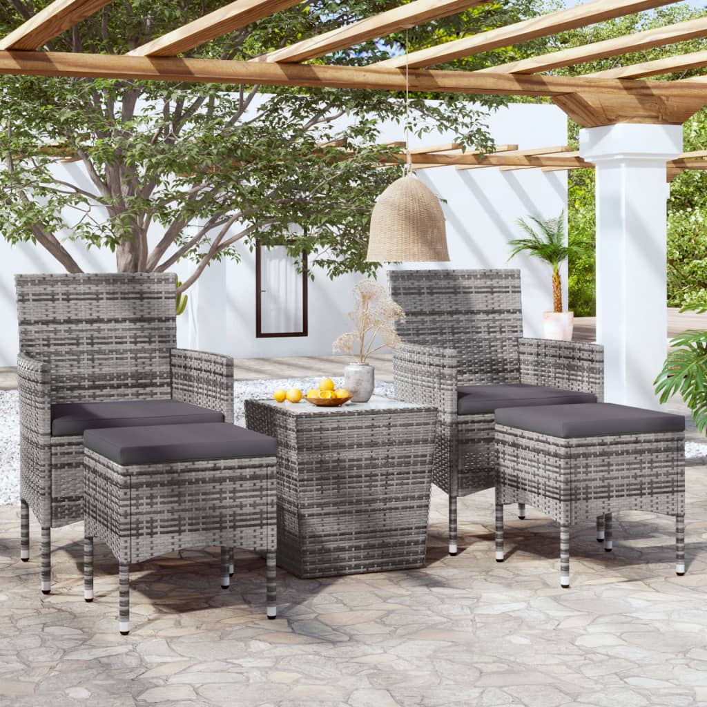 Set Mobilier Bistro, 3 Piese, Poliratan/Sticlă Securizată