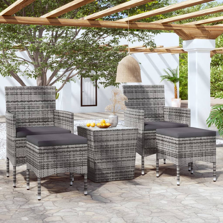 Set Mobilier Bistro, 3 Piese, Poliratan/Sticlă Securizată