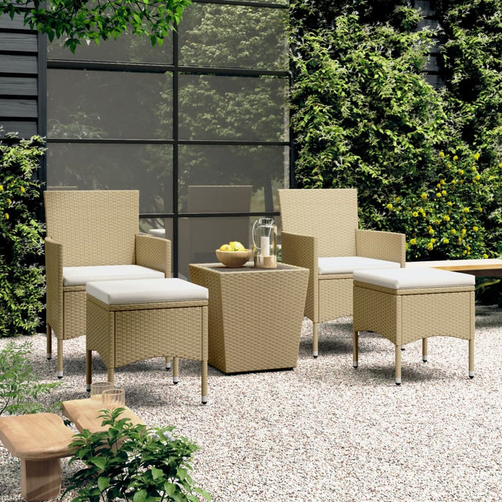Set Mobilier Bistro, 3 Piese, Poliratan/Sticlă Securizată