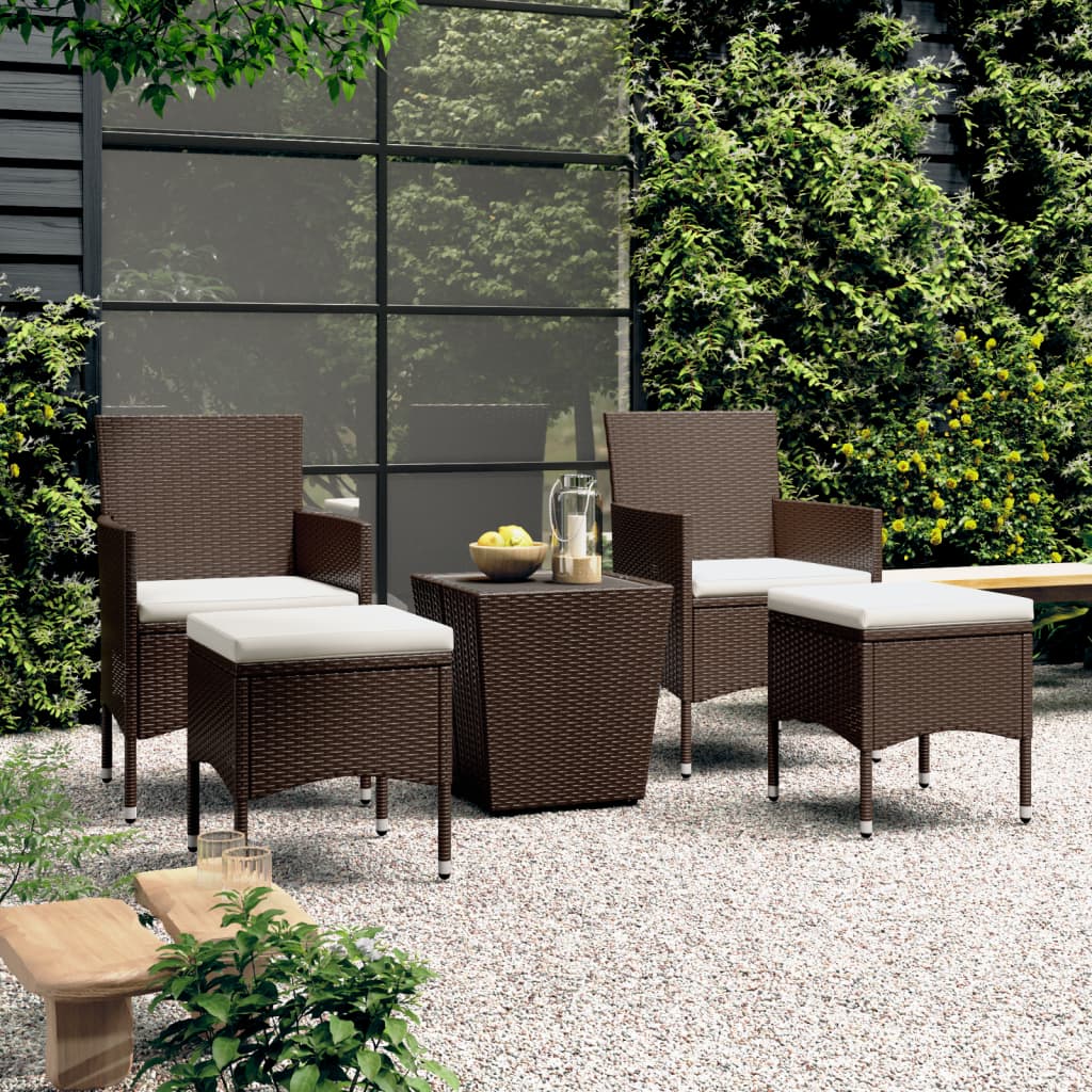 Set Mobilier Bistro, 3 Piese, Poliratan/Sticlă Securizată