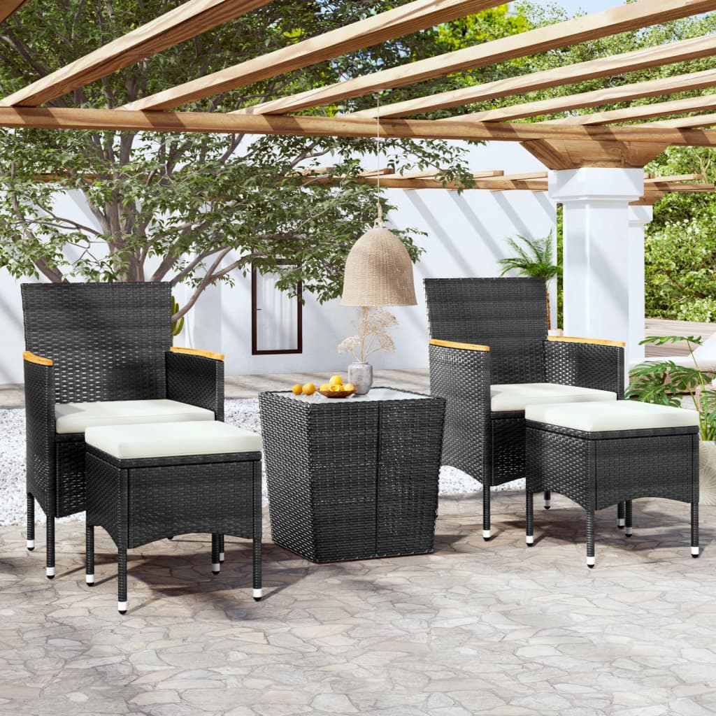 Set Mobilier Bistro, 3 Piese, Poliratan/Sticlă Securizată