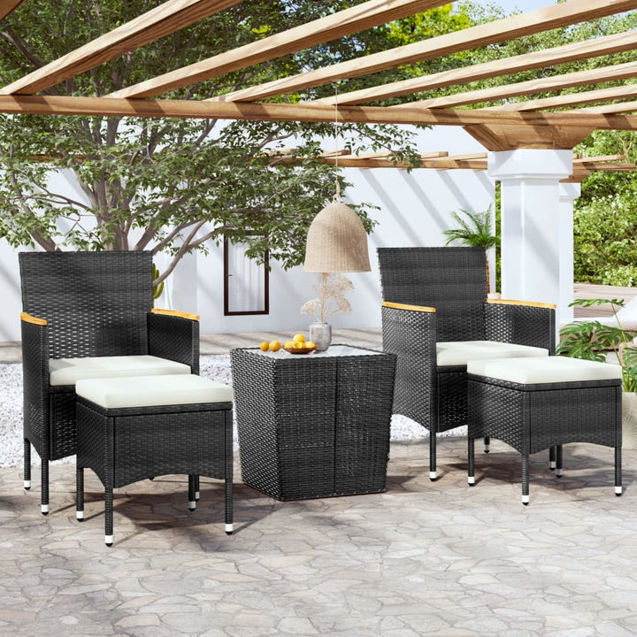 Set Mobilier Bistro, 3 Piese, Poliratan/Sticlă Securizată