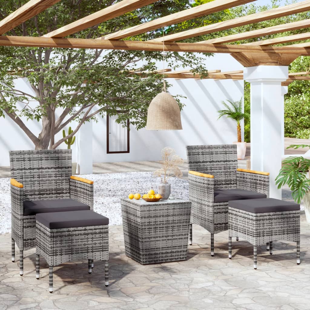 Set Mobilier Bistro, 3 Piese, Poliratan/Sticlă Securizată