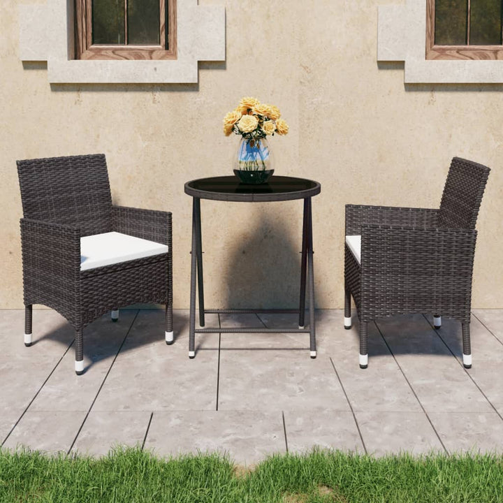 Set Mobilier Bistro Grădină 3 Piese Negru Poliratan Și Sticlă