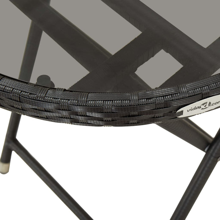 Set Mobilier Bistro Grădină 3 Piese Negru Poliratan Și Sticlă