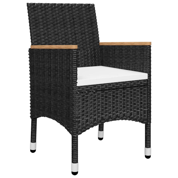 Set Mobilier Bistro Grădină 3 Piese Negru Poliratan Și Sticlă
