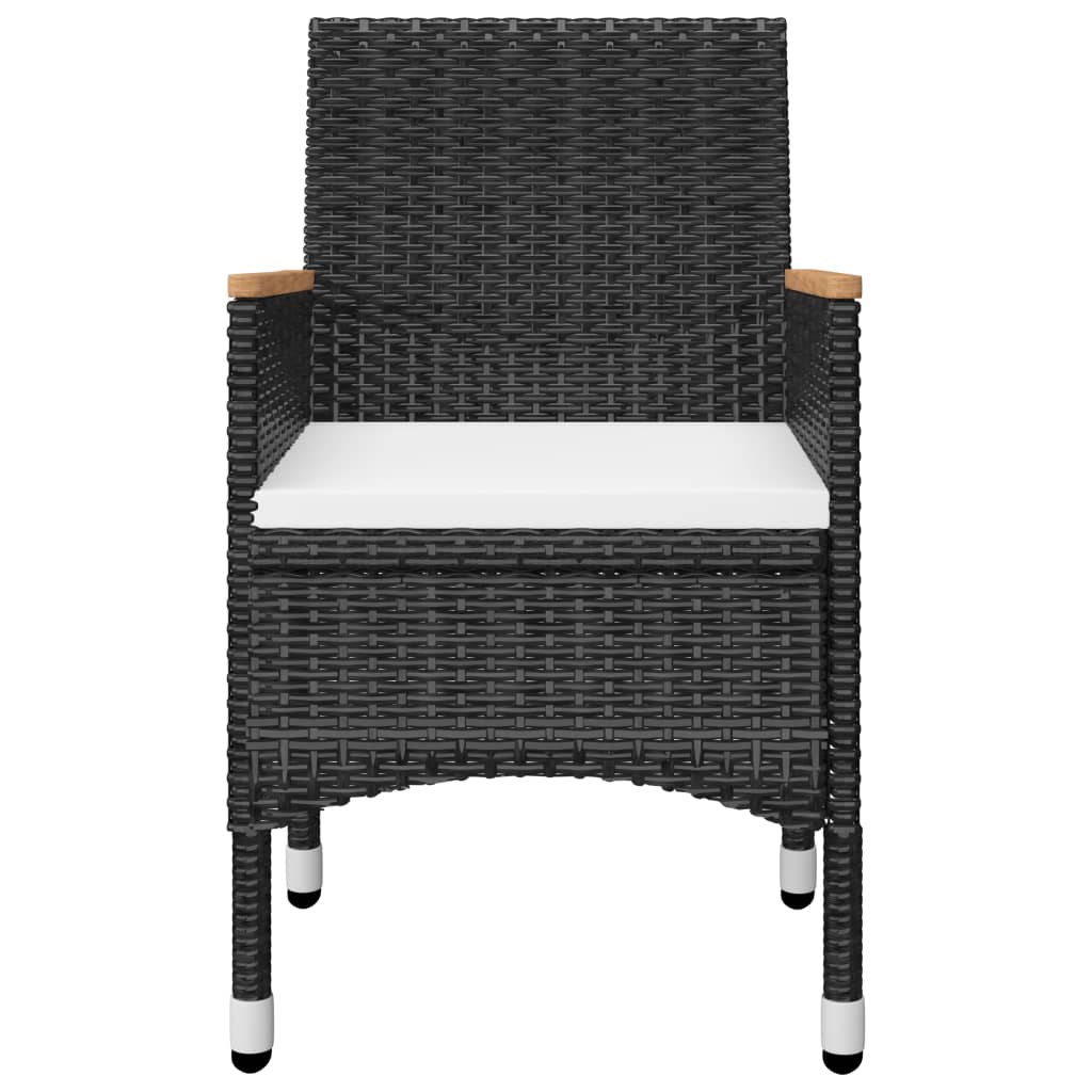 Set Mobilier Bistro Grădină 3 Piese Negru Poliratan Și Sticlă