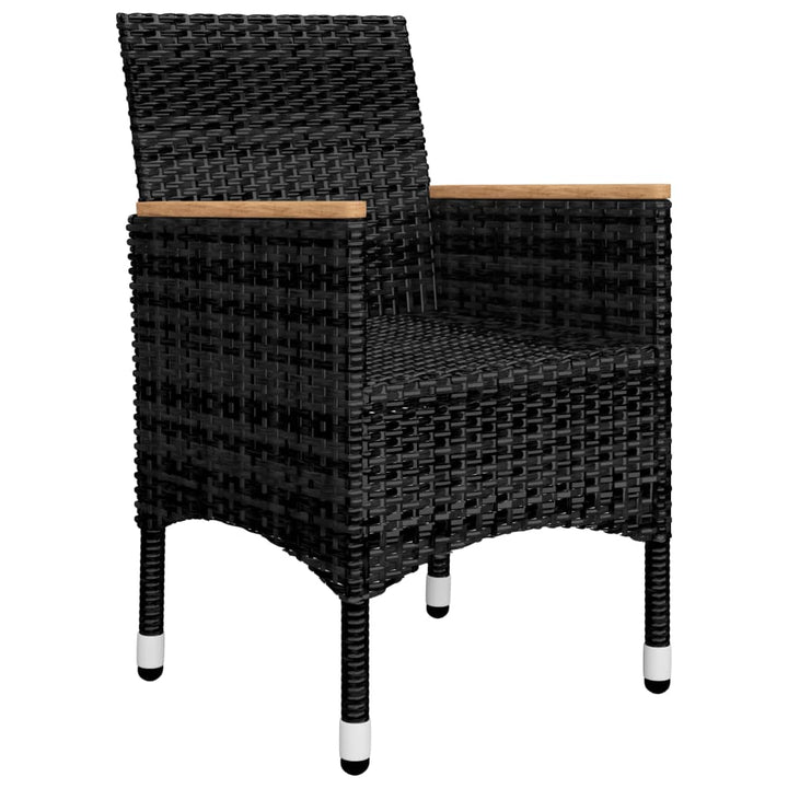 Set Mobilier Bistro Grădină 3 Piese Negru Poliratan Și Sticlă
