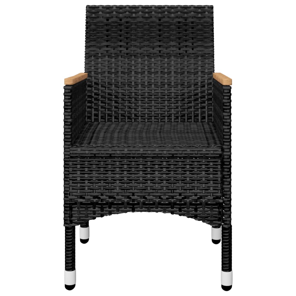 Set Mobilier Bistro Grădină 3 Piese Negru Poliratan Și Sticlă