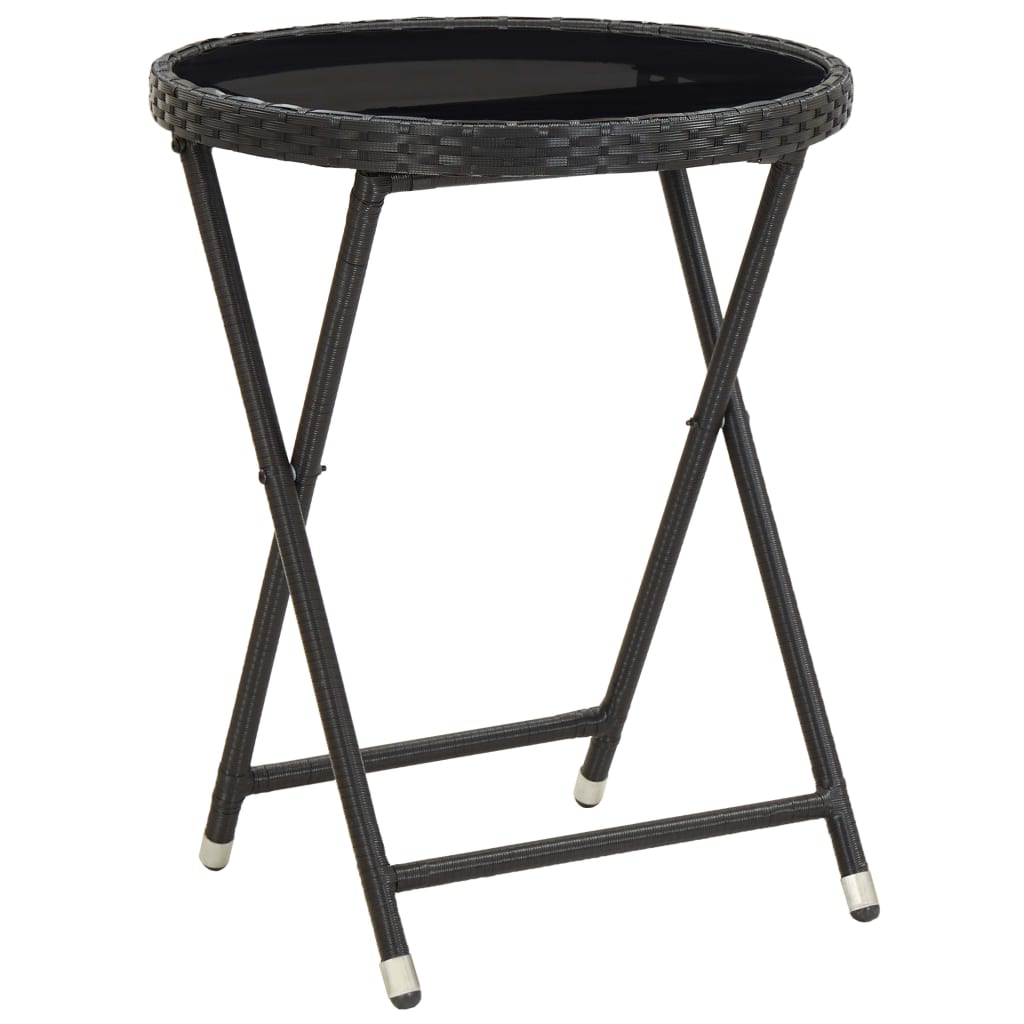 Set Mobilier Bistro Grădină 3 Piese Negru Poliratan Și Sticlă