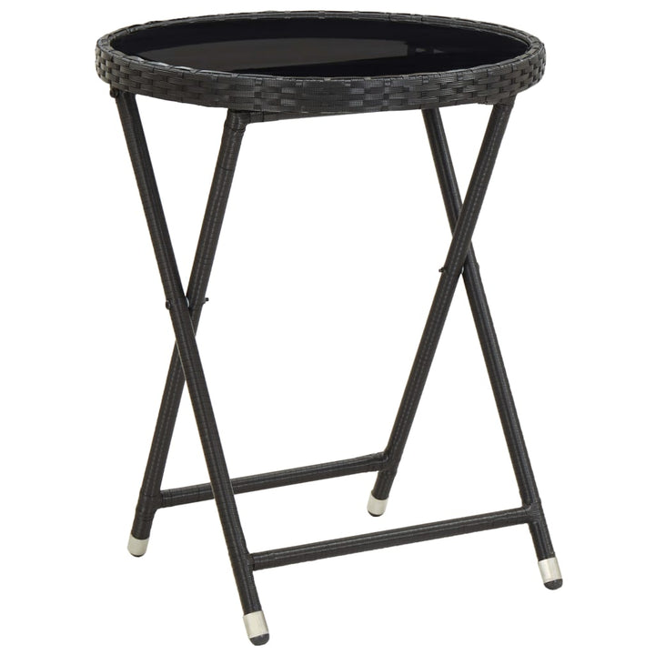 Set Mobilier Bistro Grădină 3 Piese Negru Poliratan Și Sticlă