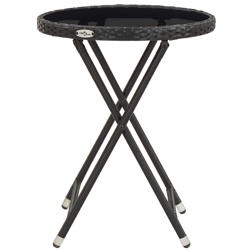 Set Mobilier Bistro Grădină 3 Piese Negru Poliratan Și Sticlă
