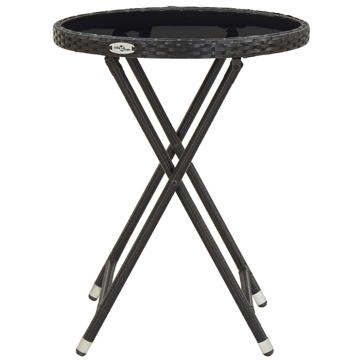 Set Mobilier Bistro Grădină 3 Piese Negru Poliratan Și Sticlă