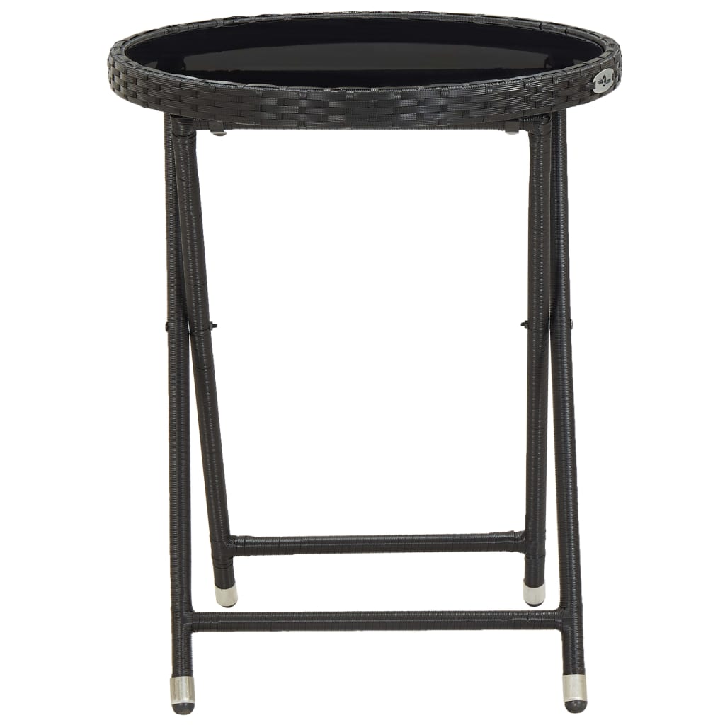 Set Mobilier Bistro Grădină 3 Piese Negru Poliratan Și Sticlă