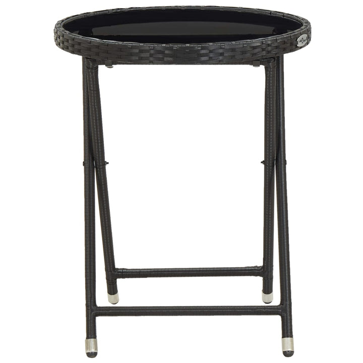 Set Mobilier Bistro Grădină 3 Piese Negru Poliratan Și Sticlă