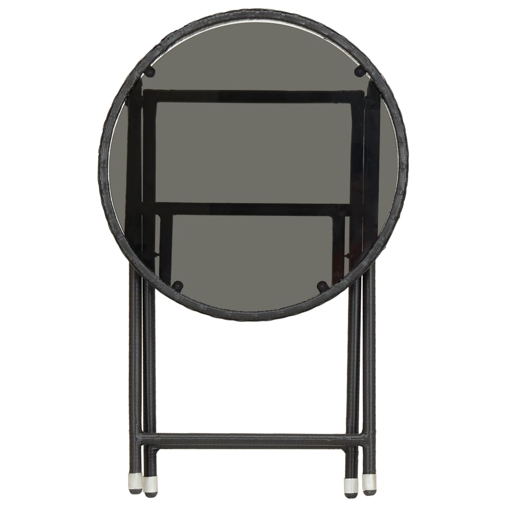 Set Mobilier Bistro Grădină 3 Piese Negru Poliratan Și Sticlă