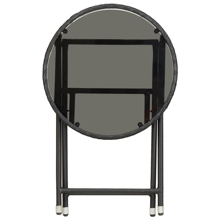 Set Mobilier Bistro Grădină 3 Piese Negru Poliratan Și Sticlă