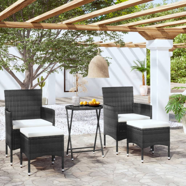 Set Mobilier Bistro Grădină 3 Piese Negru Poliratan Și Sticlă