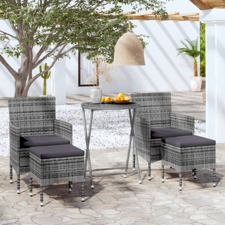 Set Mobilier Bistro Grădină 3 Piese Negru Poliratan Și Sticlă