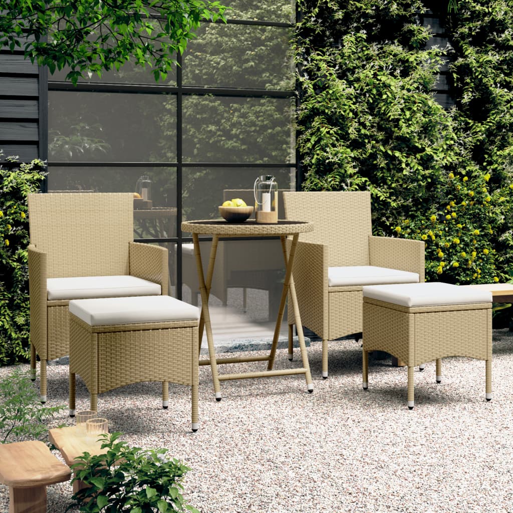 Set Mobilier Bistro Grădină 3 Piese Negru Poliratan Și Sticlă