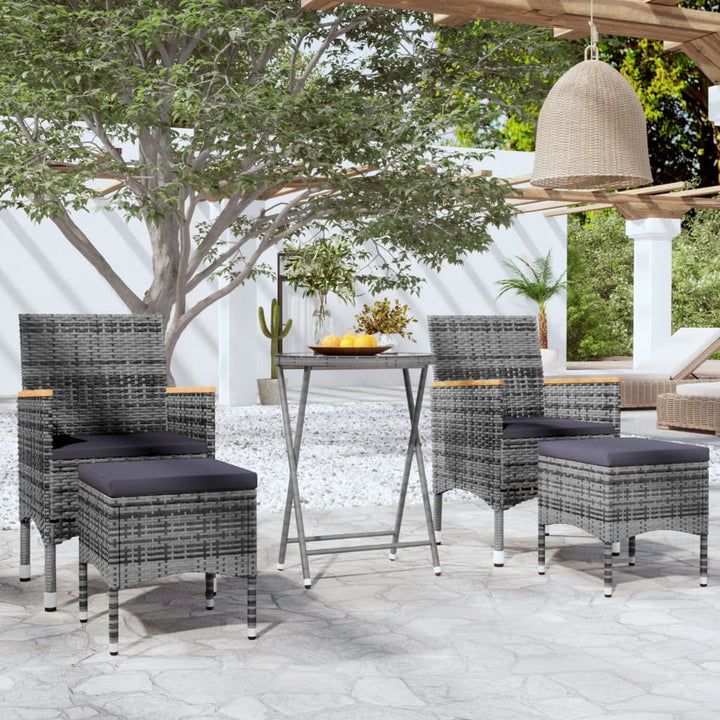 Set Mobilier Bistro Grădină 3 Piese Negru Poliratan Și Sticlă