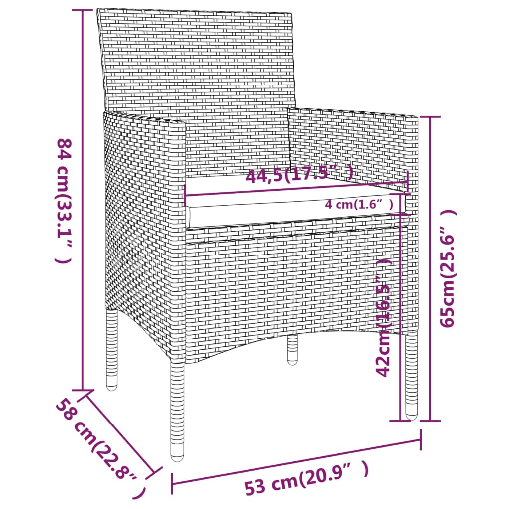 Set Mobilier De Grădină, 5 Piese, , Poliratan
