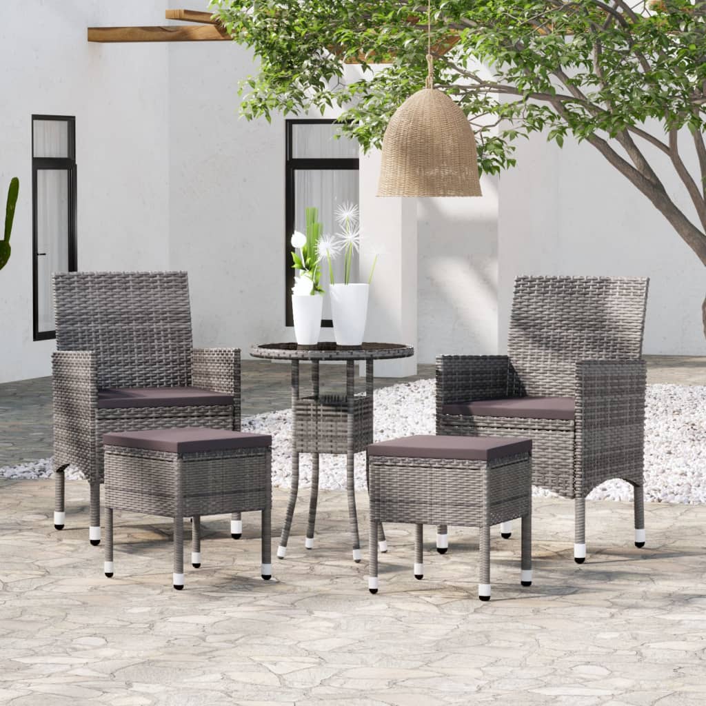 Set Mobilier De Grădină, 5 Piese, , Poliratan