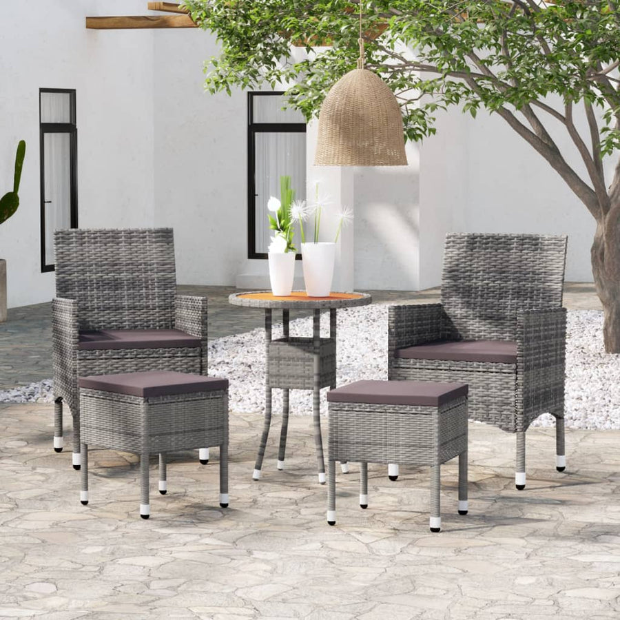Set Mobilier De Grădină, 5 Piese, , Poliratan