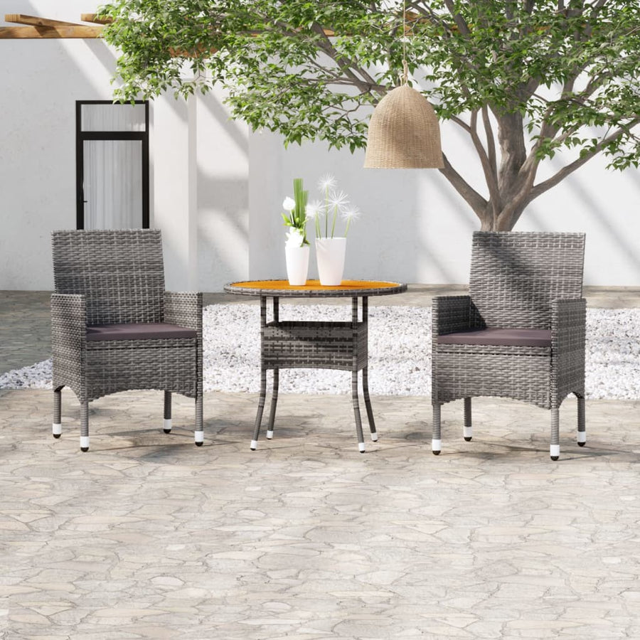 Set Mobilier De Grădină, 3 Piese, , Poliratan