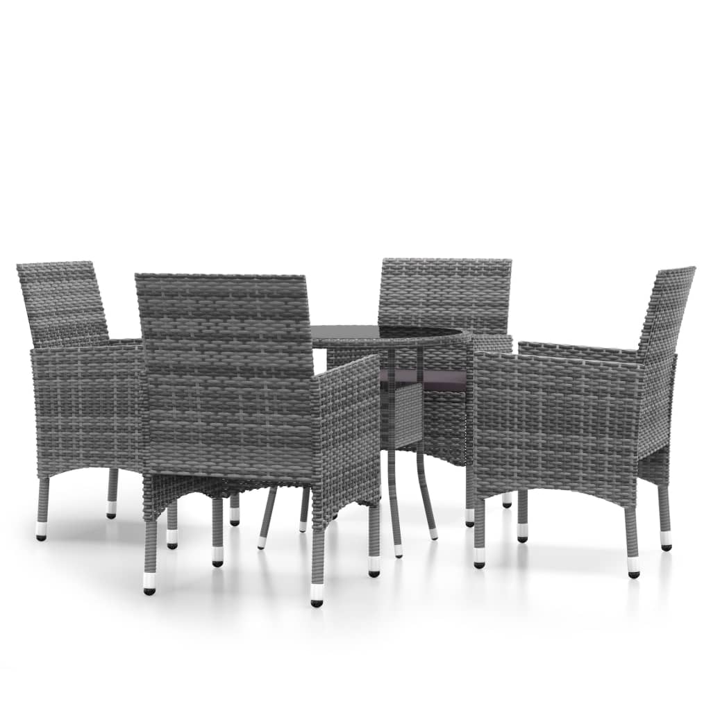 Set Mobilier De Grădină, 5 Piese, , Poliratan